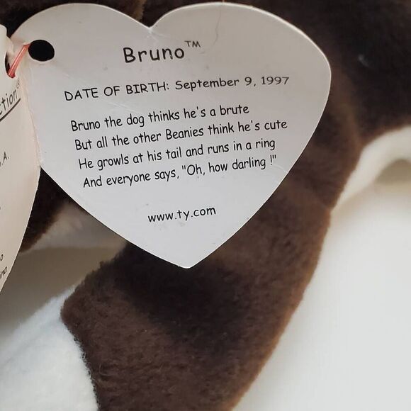 Ty Beanie Baby BRUNO the Dog Stuffed Animal Toy - Picture 6 of 7